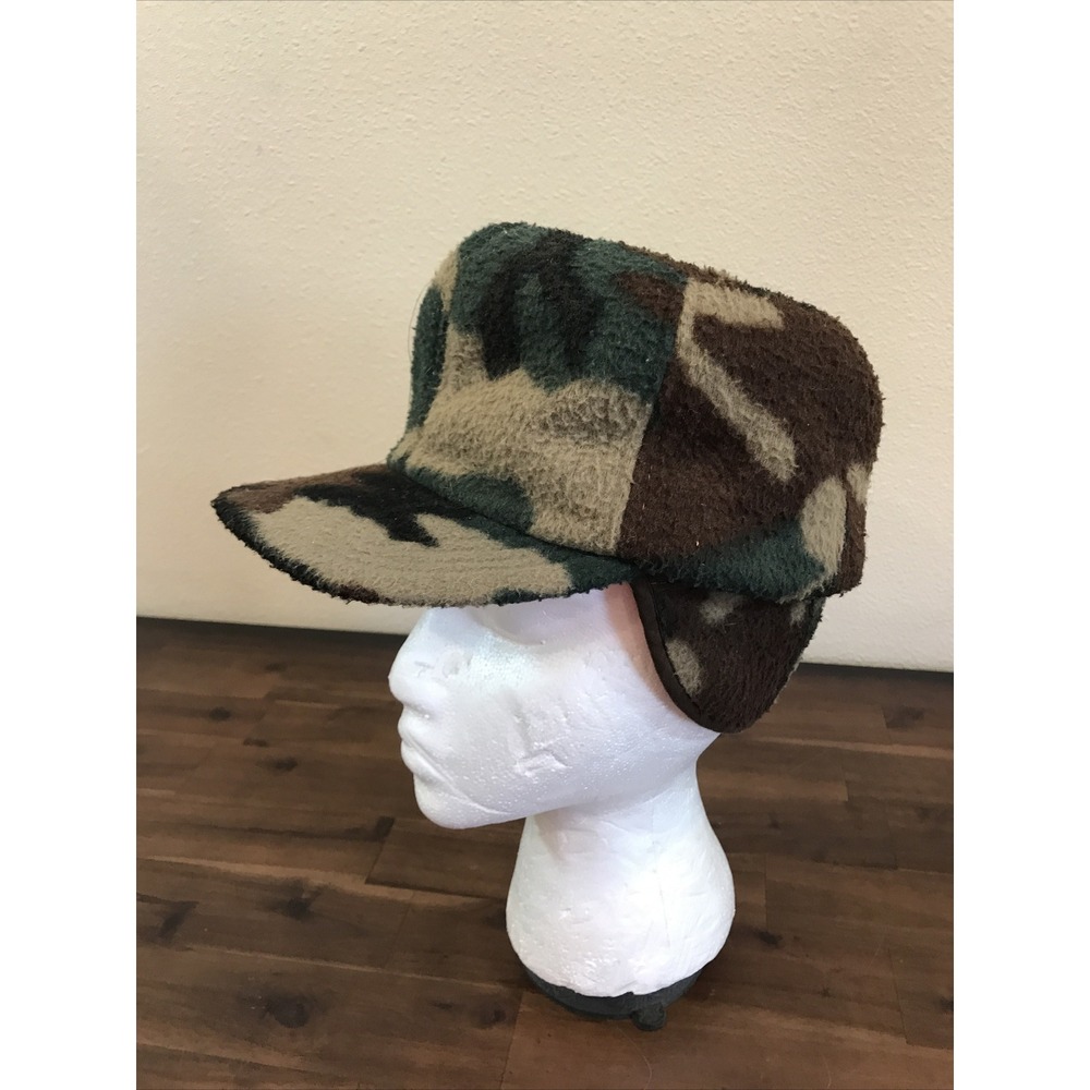 VINTAGE CABELA'S POLARFLEECE CAMO HUNTING HAT, EAR FLAPS‎ USA 🇺🇸